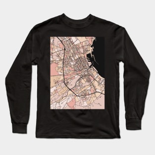 Palermo Map Pattern in Soft Pink Pastels Long Sleeve T-Shirt